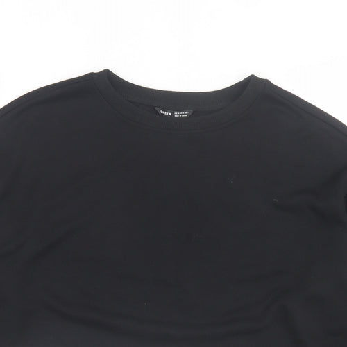 SheIn Womens Black Polyester Pullover Sweatshirt Size XS Pullover - Cropped
