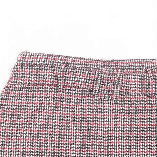 Primark Womens Red Herringbone Polyester A-Line Skirt Size 10 Zip - Belted