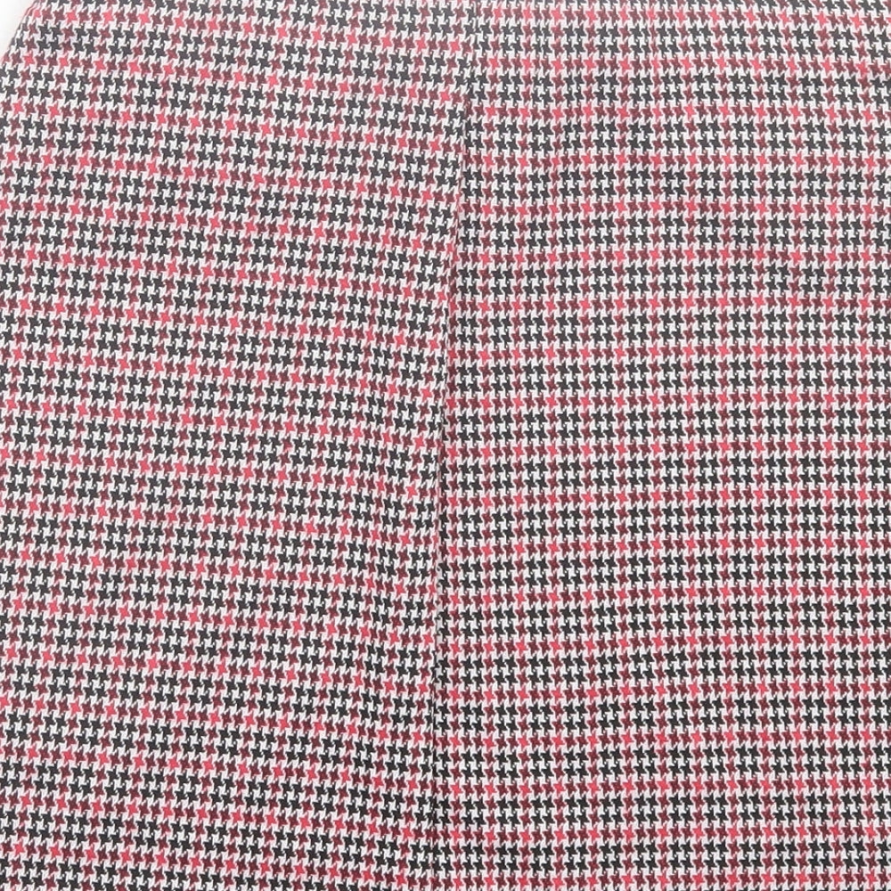 Primark Womens Red Herringbone Polyester A-Line Skirt Size 10 Zip - Belted