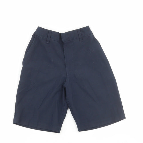 Marks and Spencer Boys Blue Polyester Bermuda Shorts Size 6-7 Years Regular Hook & Loop - School Wear