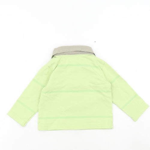 Ohm & Emmy Baby Green Cotton Basic Polo Size 3-6 Months Collared Button - Trucking