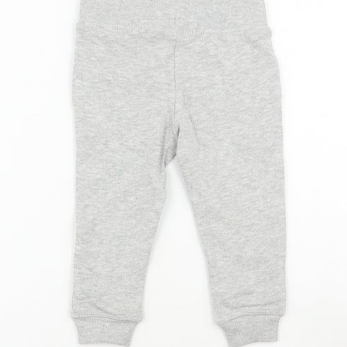 Pep & Co Girls Grey Cotton Jogger Trousers Size 9-12 Months Tie