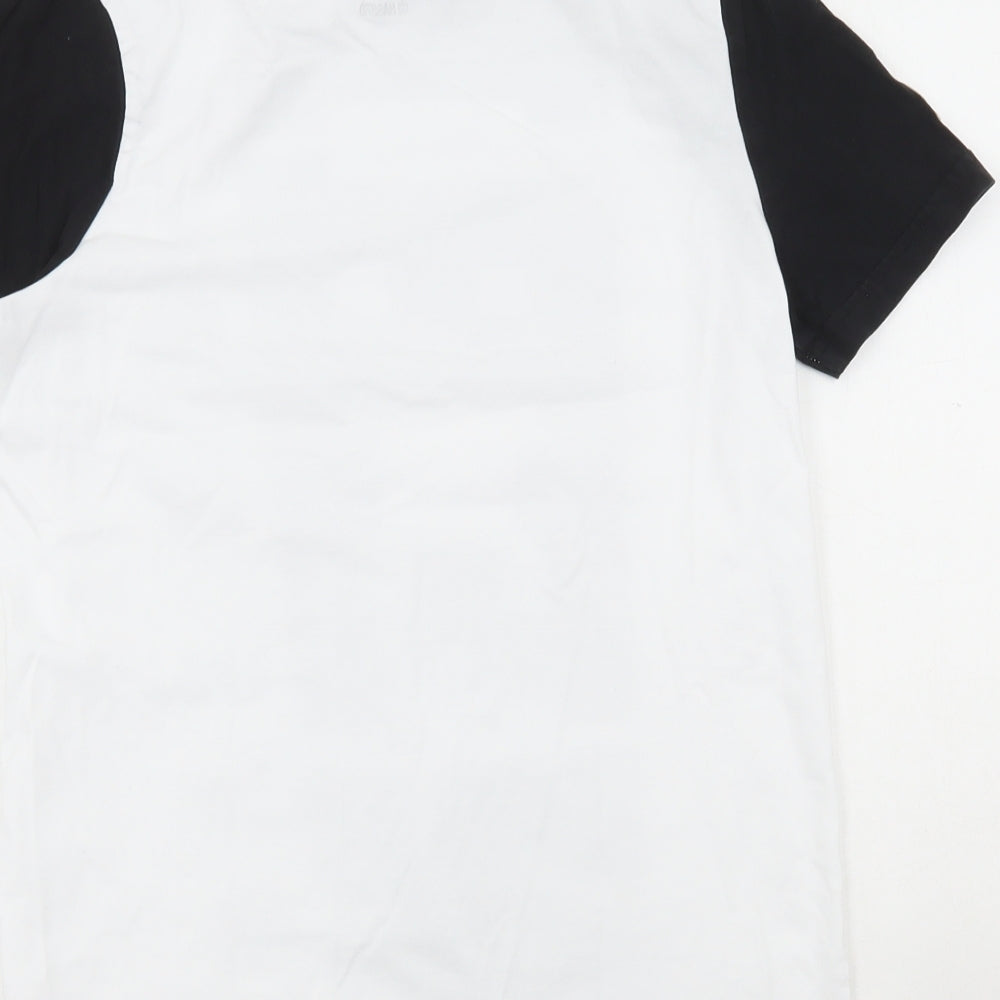 Primark Boys White Colourblock Cotton Basic T-Shirt Size 11-12 Years Round Neck Pullover - Nerf