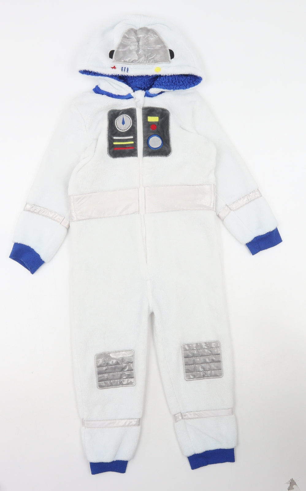 Primark Boys White Solid Polyester One Piece Size 4-5 Years Zip - Astronaut