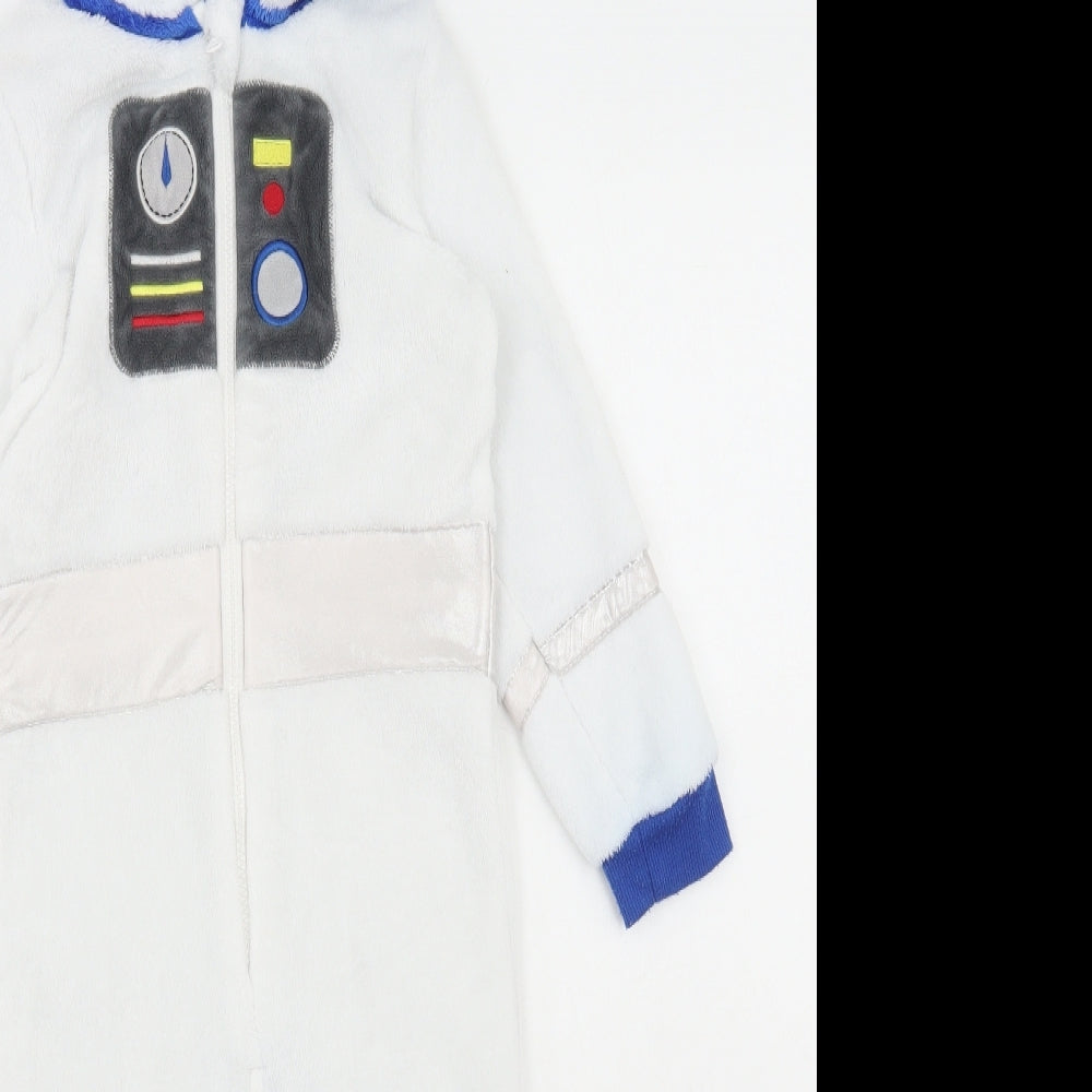 Primark Boys White Solid Polyester One Piece Size 4-5 Years Zip - Astronaut