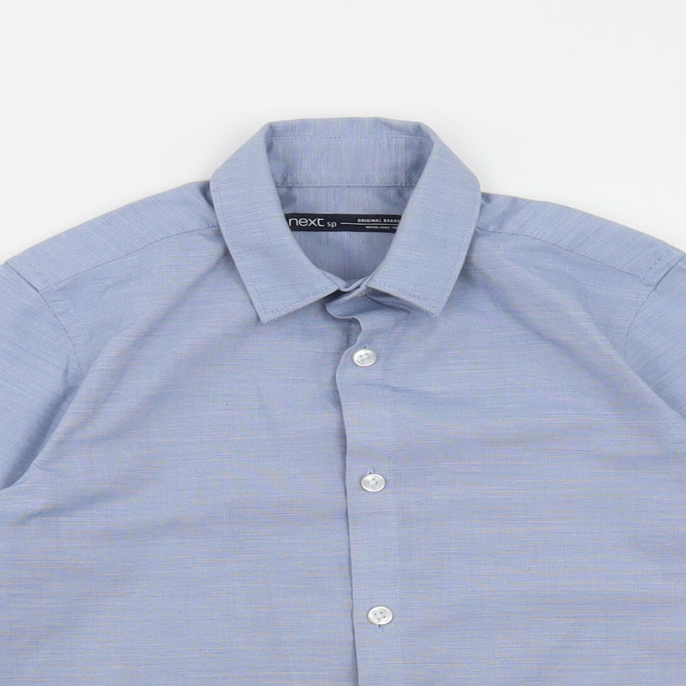 NEXT Boys Blue Polyester Basic Dress Shirt Size 6 Years Collared Button