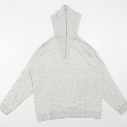 F&F Womens Grey Cotton Full Zip Hoodie Size 10 Zip