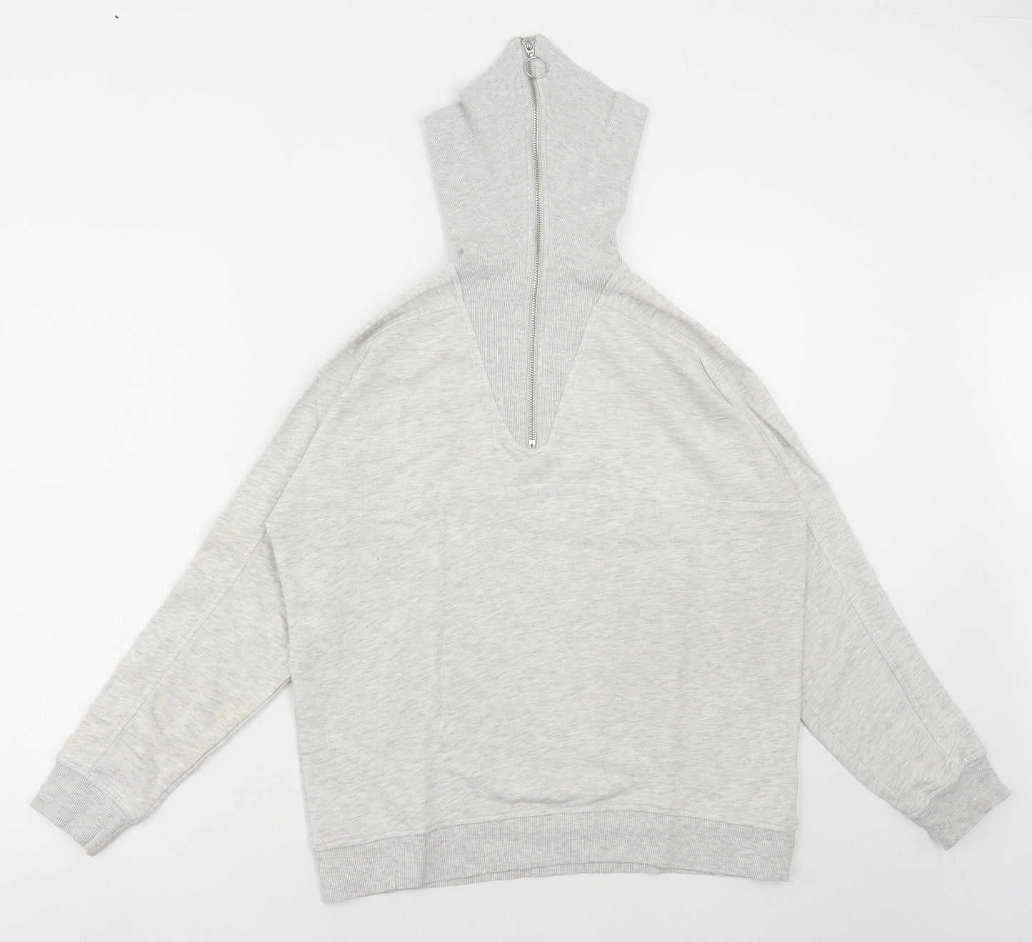 F&F Womens Grey Cotton Full Zip Hoodie Size 10 Zip