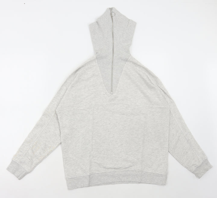 F&F Womens Grey Cotton Full Zip Hoodie Size 10 Zip