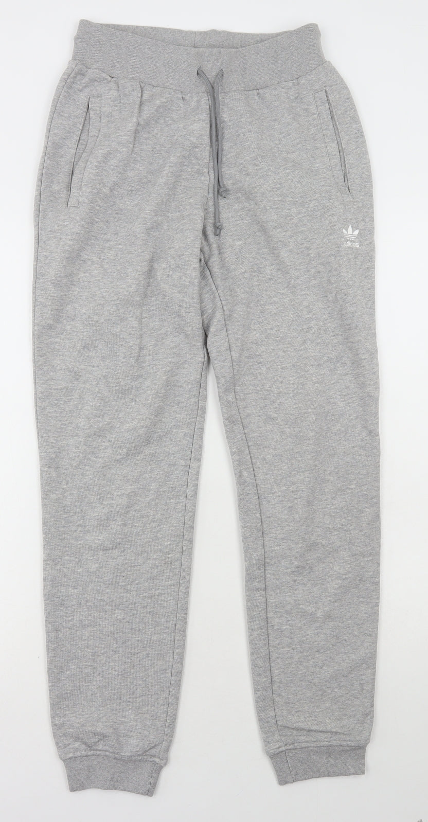 adidas Womens Grey Cotton Jogger Trousers Size 8 L30 in Regular Pullover