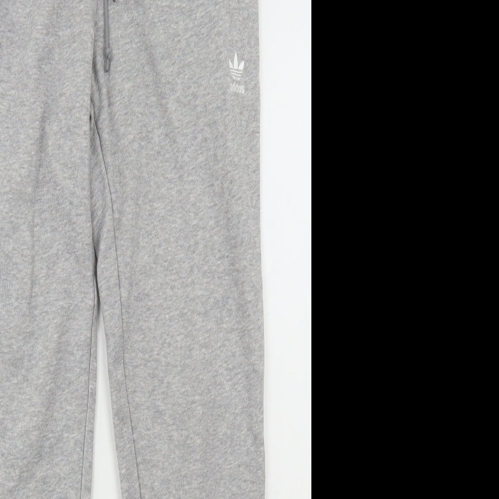 adidas Womens Grey Cotton Jogger Trousers Size 8 L30 in Regular Pullover