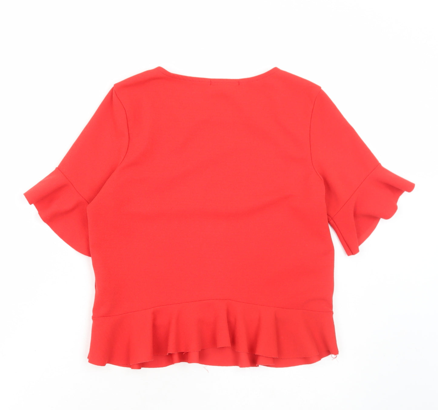 New Look Womens Red Polyester Basic T-Shirt Size 12 Round Neck - Poet Sleeve