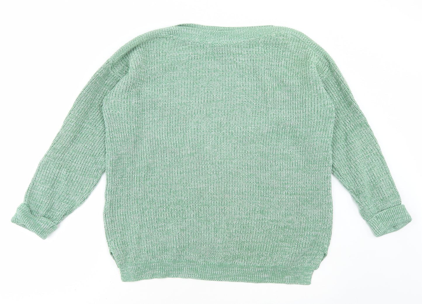 Marks and Spencer Womens Green High Neck Cotton Pullover Jumper Size XL