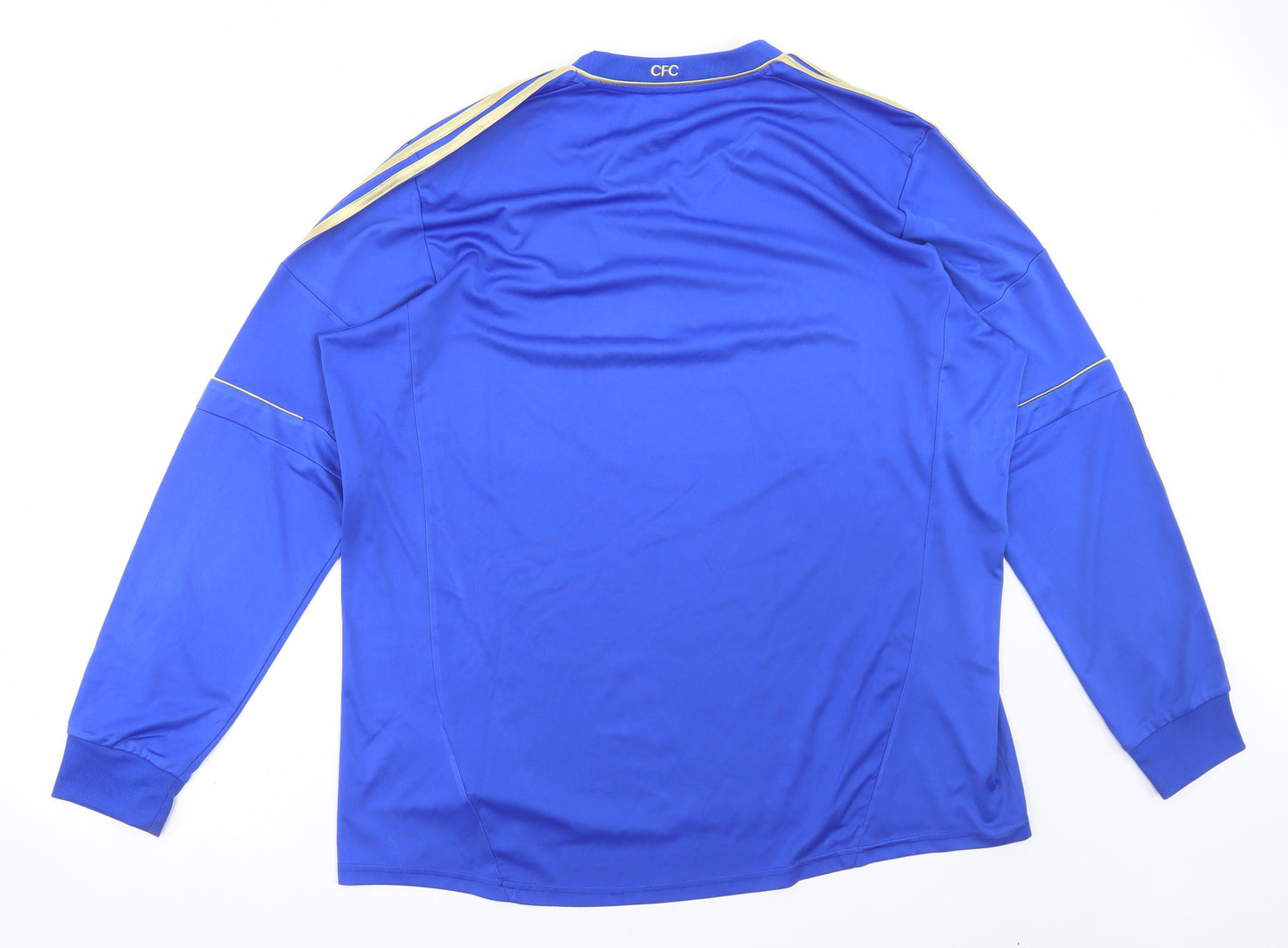 adidas Mens Blue Polyester Basic T-Shirt Size 2XL Round Neck Pullover - Chelsea FC