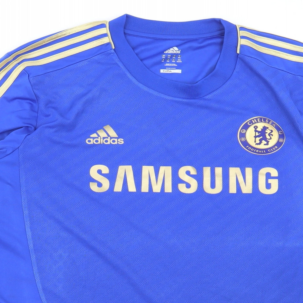 adidas Mens Blue Polyester Basic T-Shirt Size 2XL Round Neck Pullover - Chelsea FC