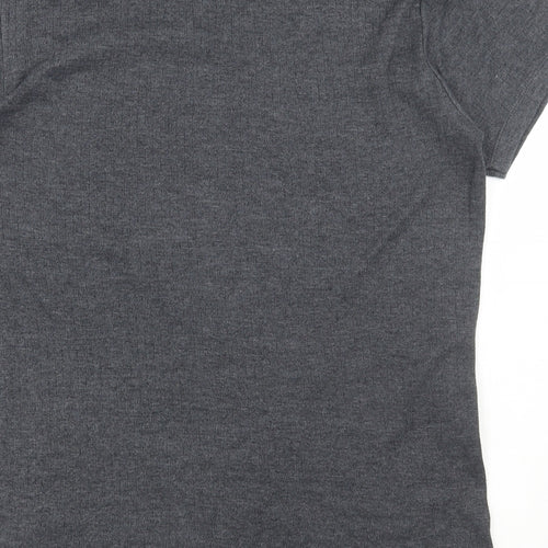 Heat Holders Mens Grey Polyester Basic T-Shirt Size L V-Neck Pullover