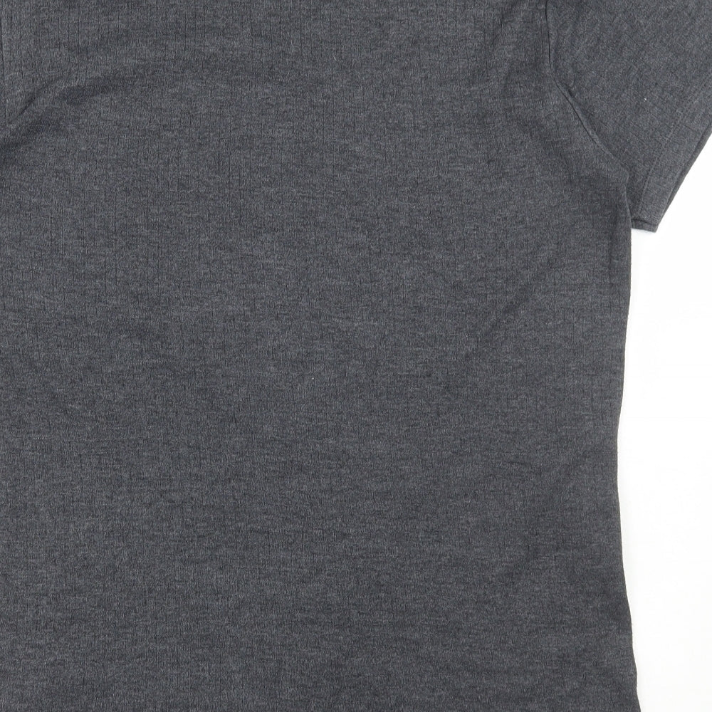 Heat Holders Mens Grey Polyester Basic T-Shirt Size L V-Neck Pullover