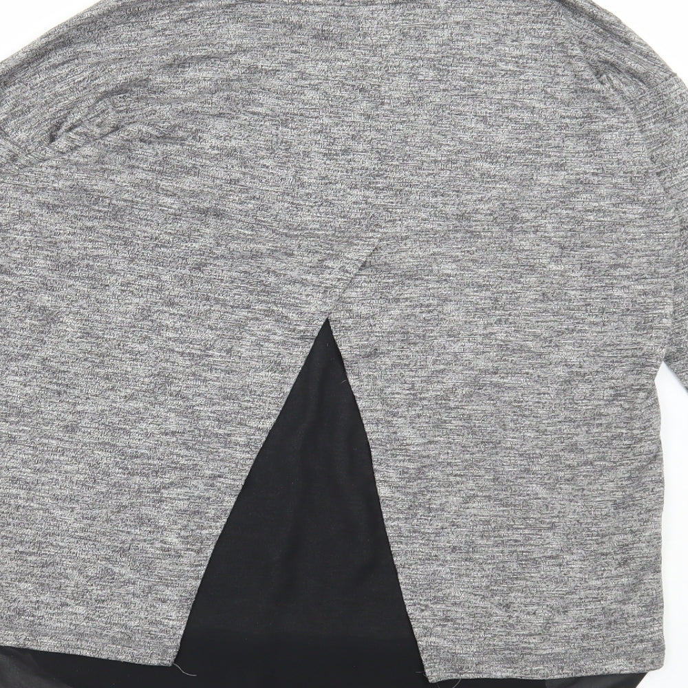 NEXT Womens Grey Round Neck Polyester Pullover Jumper Size 16 - Dipped Hem