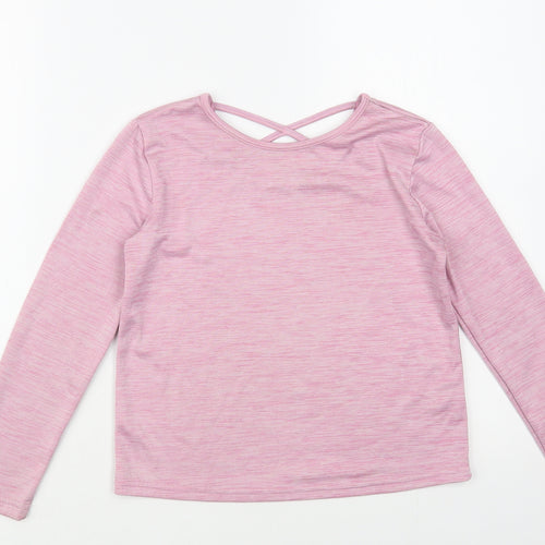 Dunnes Stores Girls Pink Polyester Pullover T-Shirt Size 8-9 Years Crew Neck Pullover