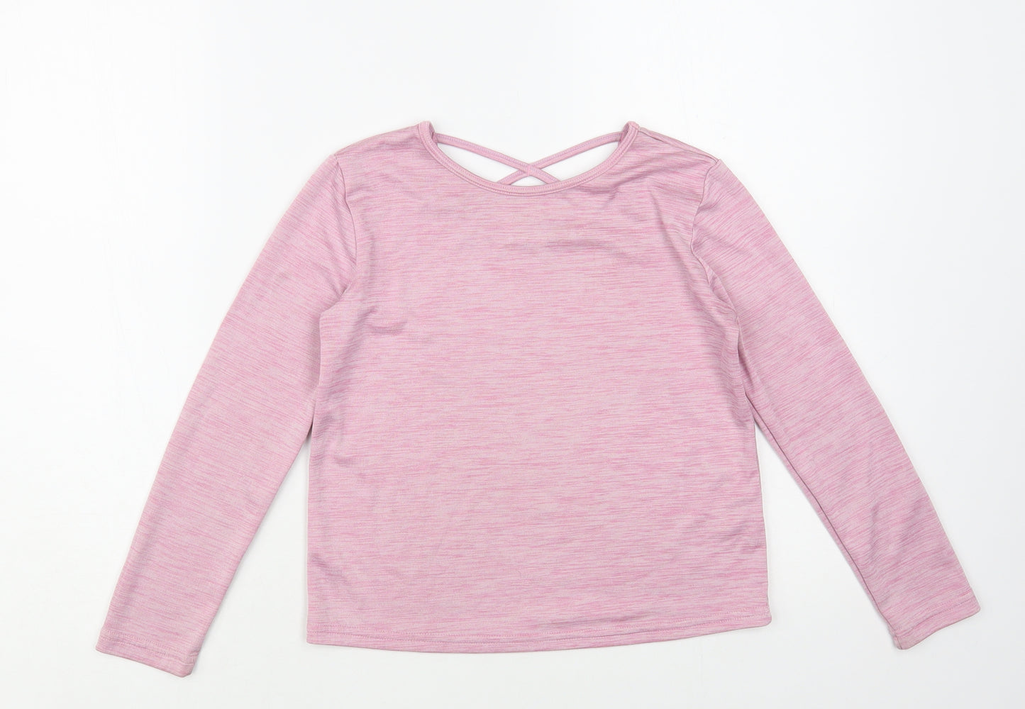 Dunnes Stores Girls Pink Polyester Pullover T-Shirt Size 8-9 Years Crew Neck Pullover
