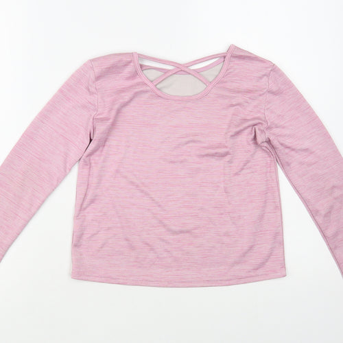 Dunnes Stores Girls Pink Polyester Pullover T-Shirt Size 8-9 Years Crew Neck Pullover
