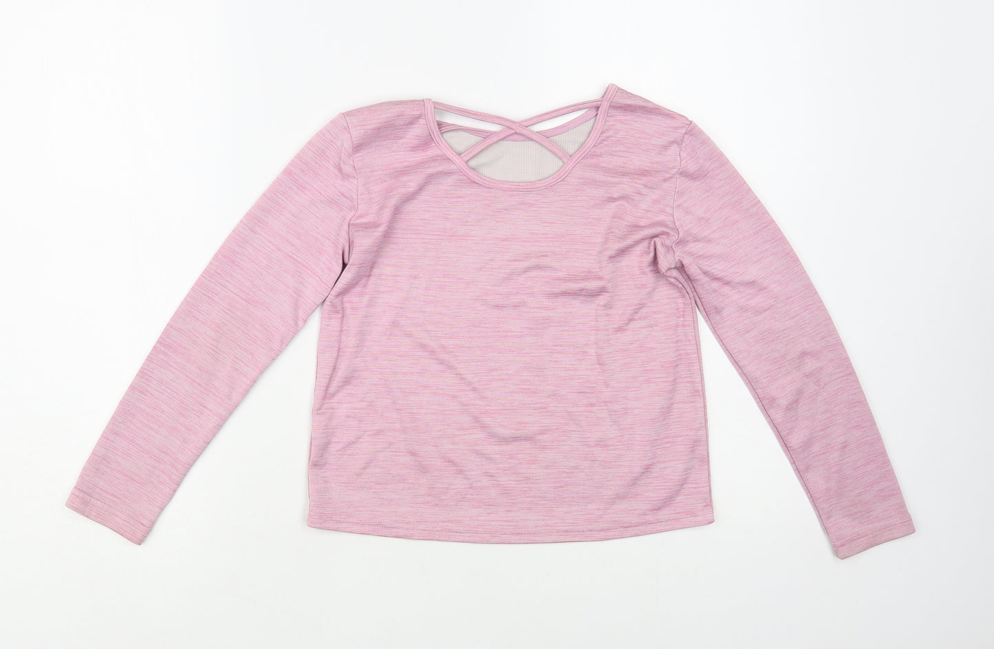 Dunnes Stores Girls Pink Polyester Pullover T-Shirt Size 8-9 Years Crew Neck Pullover