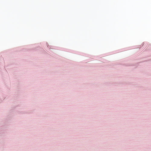 Dunnes Stores Girls Pink Polyester Pullover T-Shirt Size 8-9 Years Crew Neck Pullover