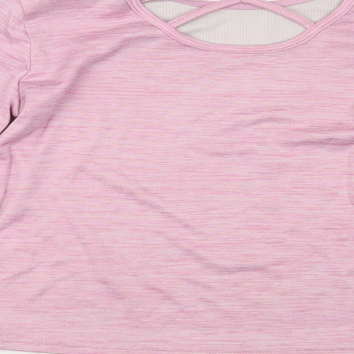 Dunnes Stores Girls Pink Polyester Pullover T-Shirt Size 8-9 Years Crew Neck Pullover