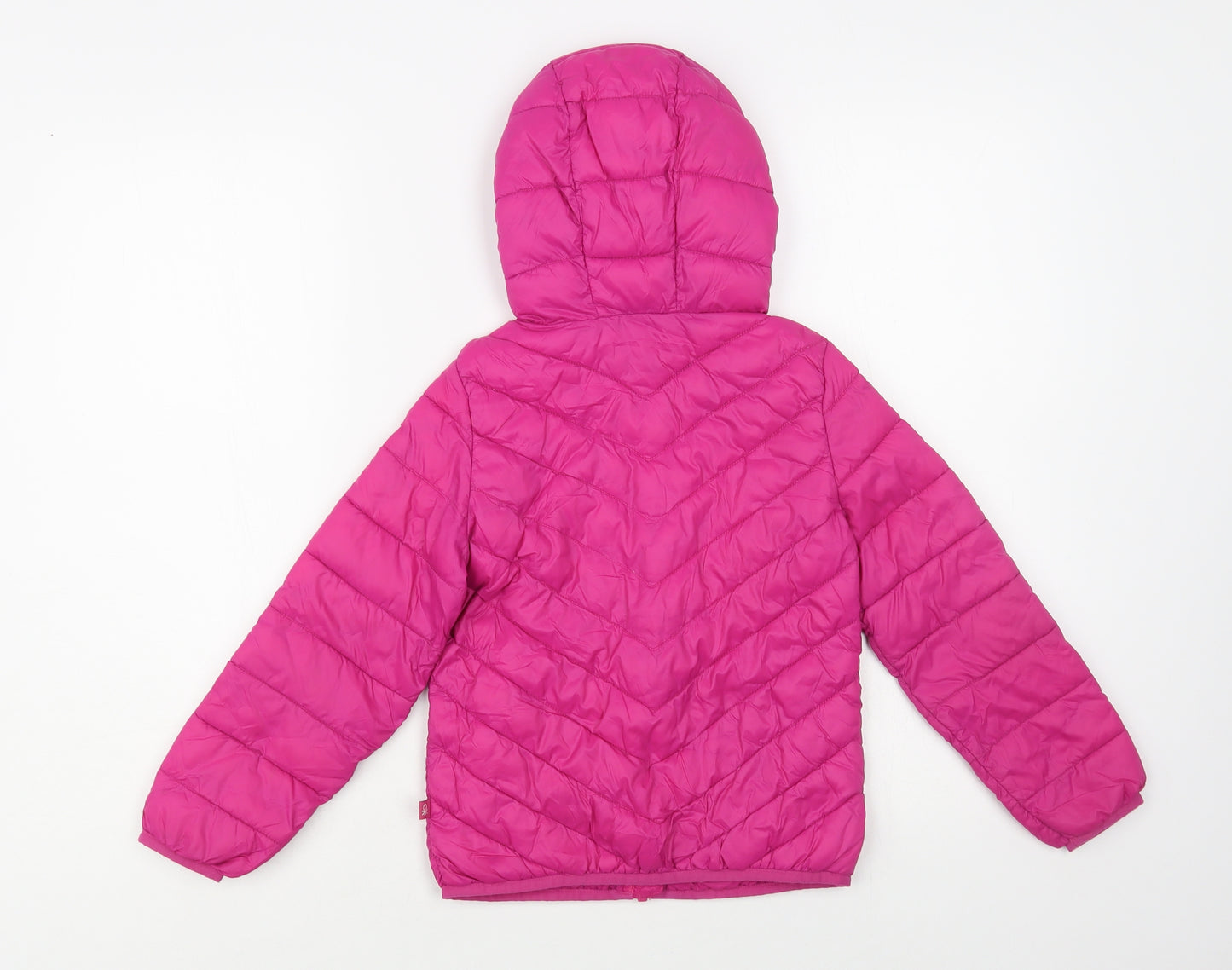United Colors of Benetton Girls Pink Quilted Jacket Size 6-7 Years Zip