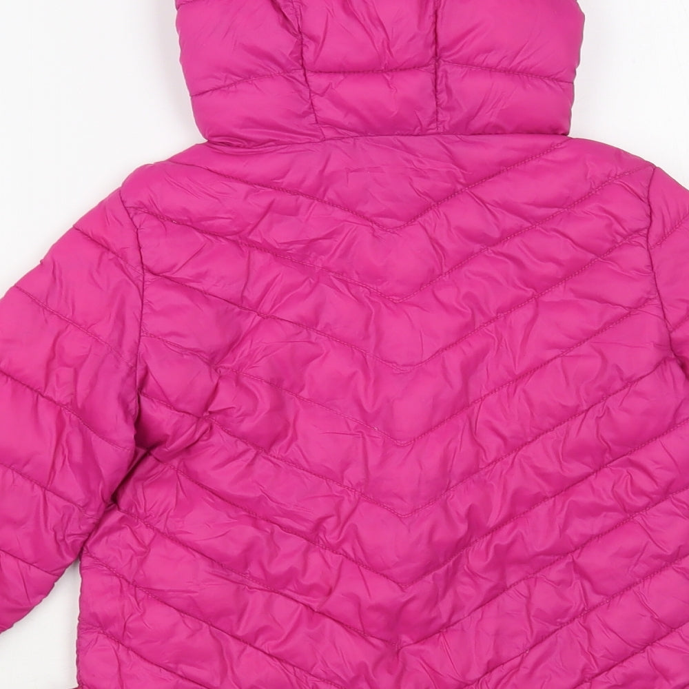 United Colors of Benetton Girls Pink Quilted Jacket Size 6-7 Years Zip
