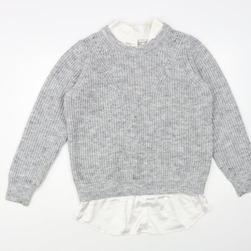 NEXT Womens Grey Crew Neck Polyester Pullover Jumper Size S