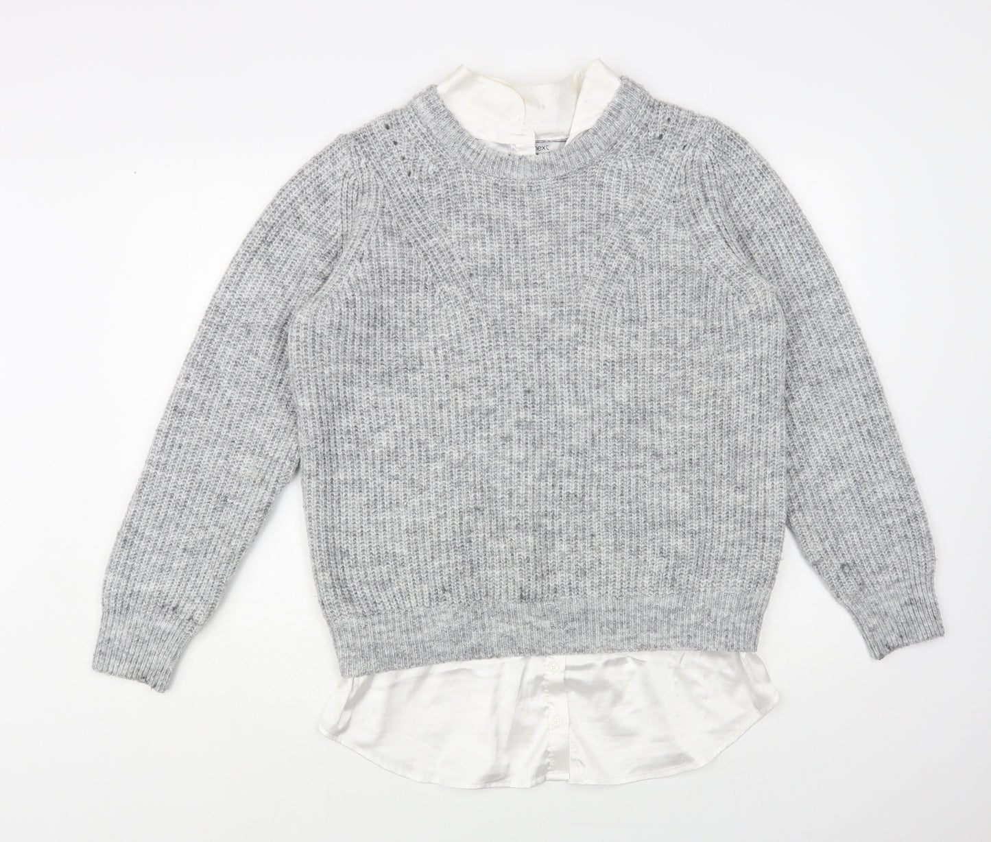 NEXT Womens Grey Crew Neck Polyester Pullover Jumper Size S
