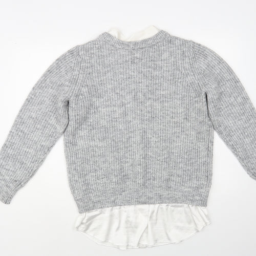 NEXT Womens Grey Crew Neck Polyester Pullover Jumper Size S