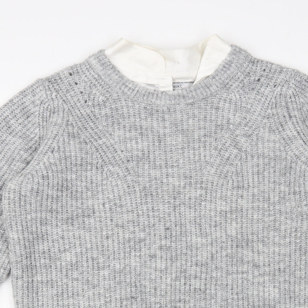 NEXT Womens Grey Crew Neck Polyester Pullover Jumper Size S