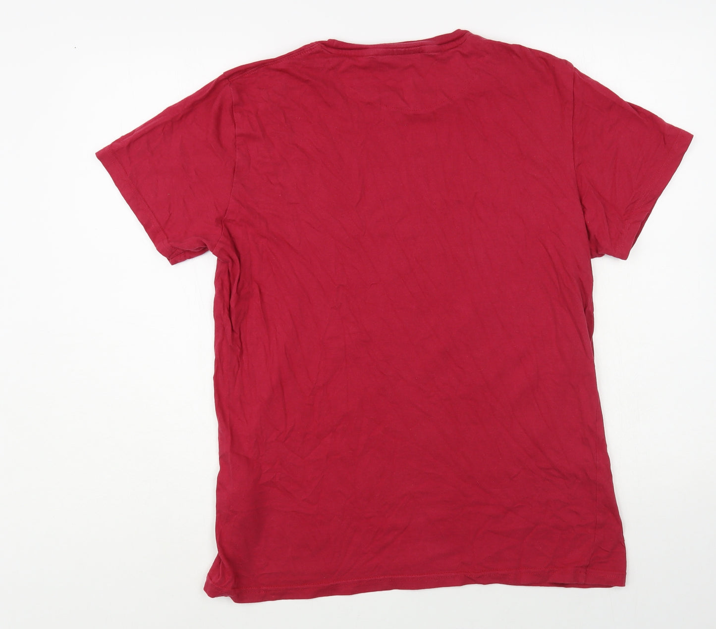 Pierre Cardin Mens Red Cotton T-Shirt Size L Crew Neck - Motorbike