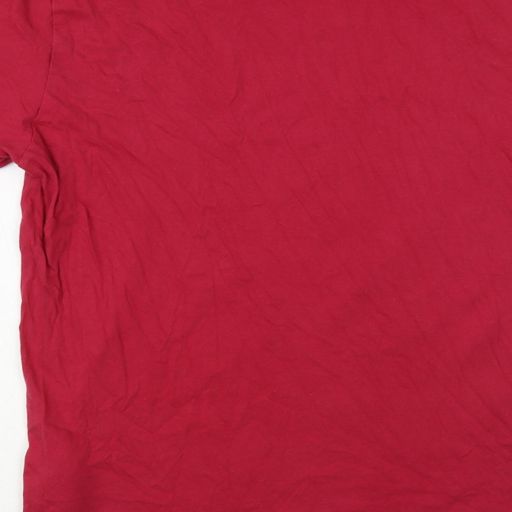 Pierre Cardin Mens Red Cotton T-Shirt Size L Crew Neck - Motorbike
