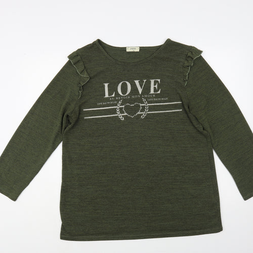 Papaya Womens Green Boat Neck Polyester Pullover Jumper Size 16 - Love