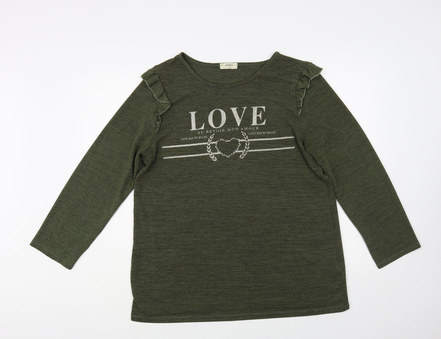 Papaya Womens Green Boat Neck Polyester Pullover Jumper Size 16 - Love