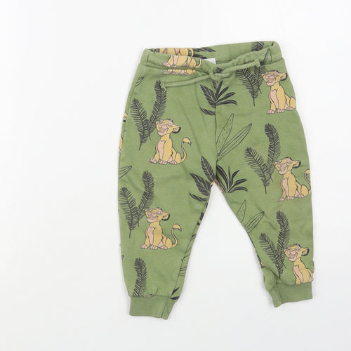 Disney Baby Baby Green Geometric Cotton Jogger Trousers Size 12-18 Months Drawstring - The Lion King