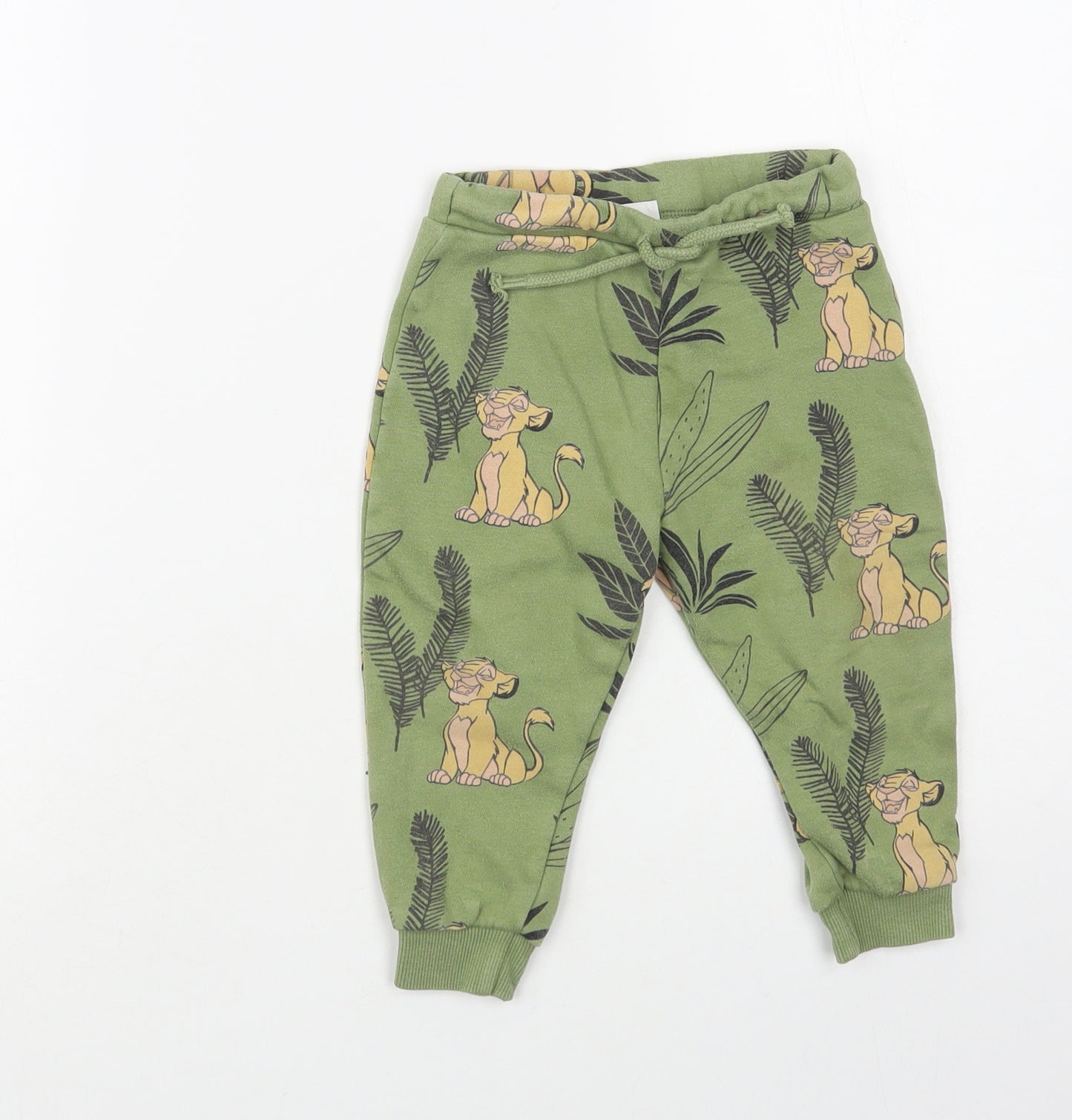 Disney Baby Baby Green Geometric Cotton Jogger Trousers Size 12-18 Months Drawstring - The Lion King