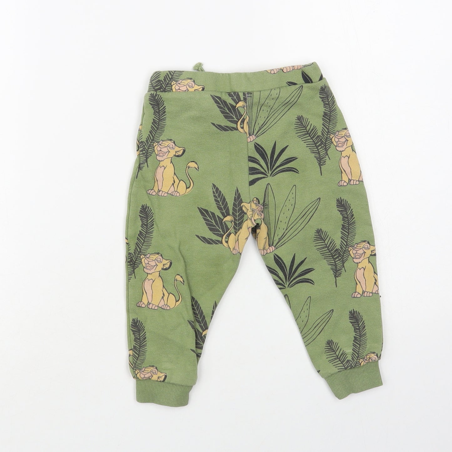 Disney Baby Baby Green Geometric Cotton Jogger Trousers Size 12-18 Months Drawstring - The Lion King