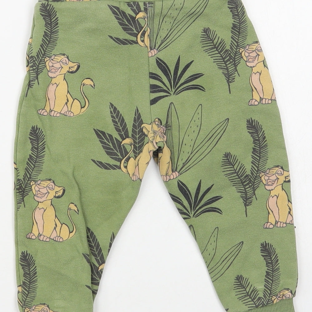 Disney Baby Baby Green Geometric Cotton Jogger Trousers Size 12-18 Months Drawstring - The Lion King