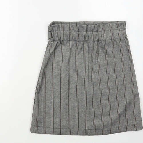 Mango Womens Grey Herringbone Polyester A-Line Skirt Size S Buckle