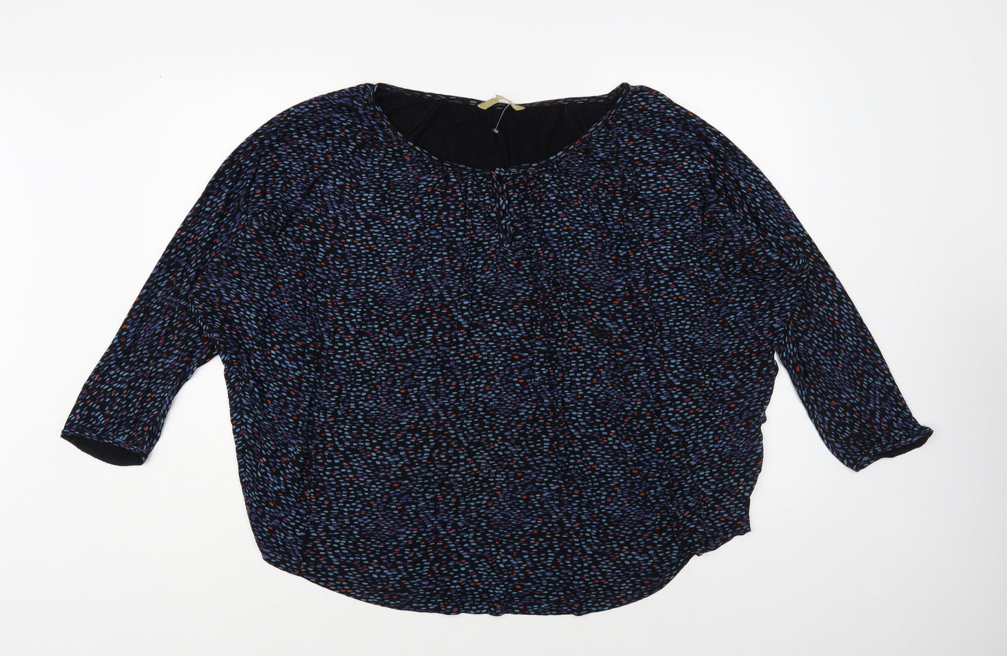 TU Womens Black Geometric Viscose Basic Blouse Size 16 Round Neck
