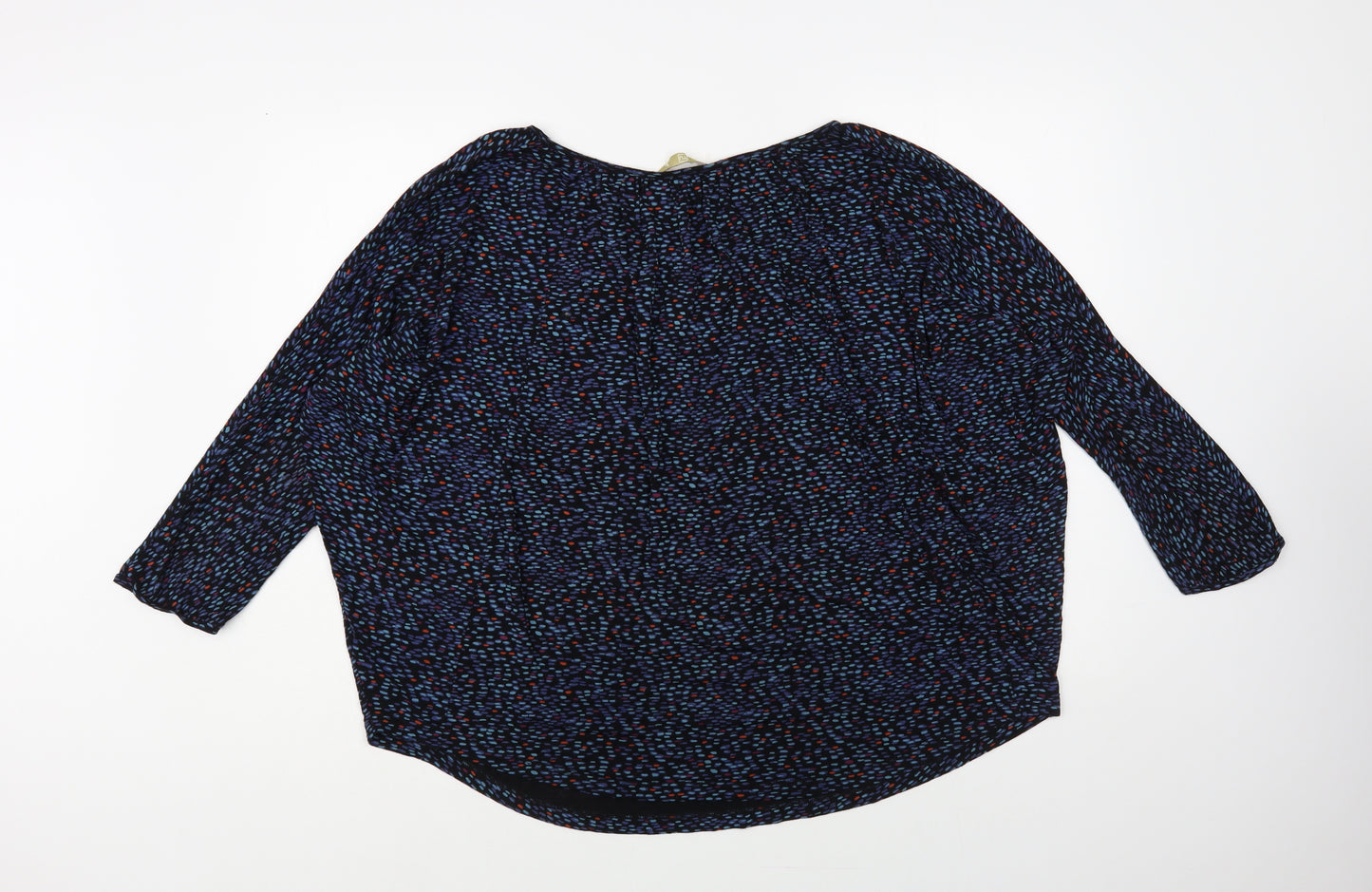 TU Womens Black Geometric Viscose Basic Blouse Size 16 Round Neck