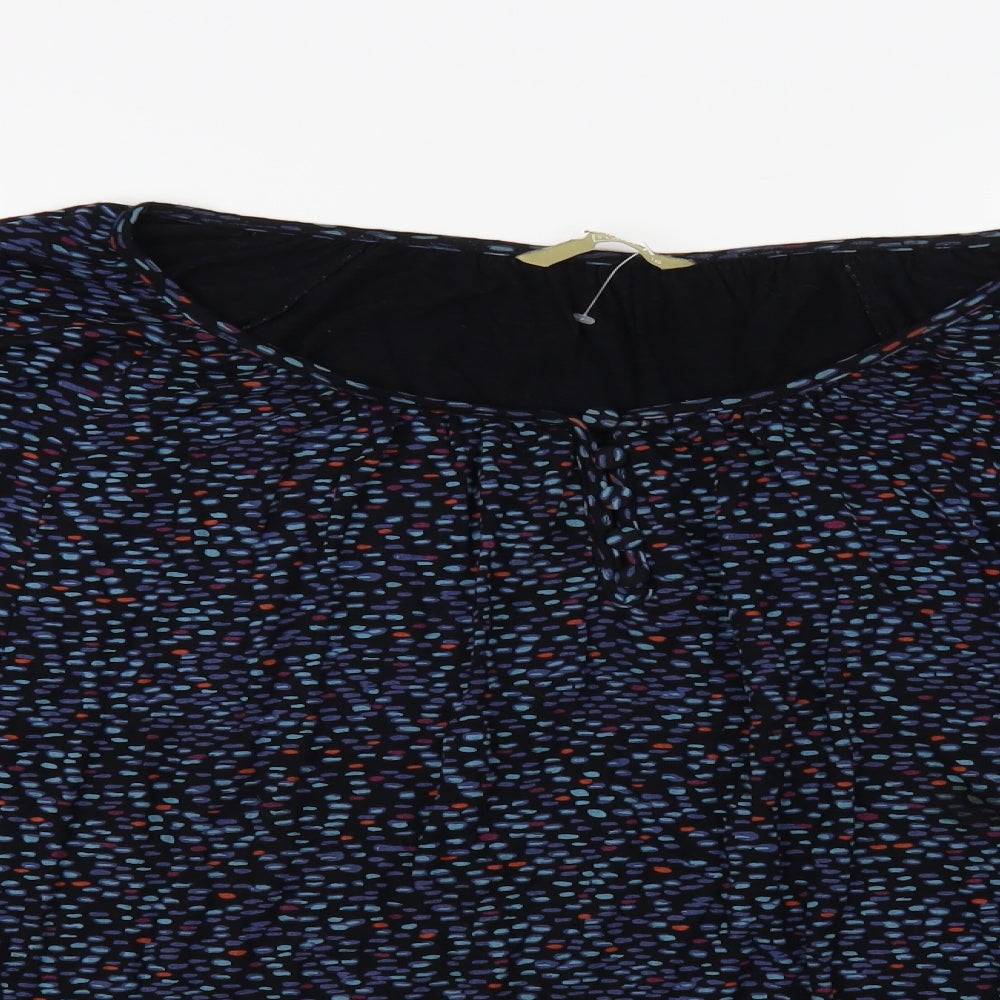 TU Womens Black Geometric Viscose Basic Blouse Size 16 Round Neck