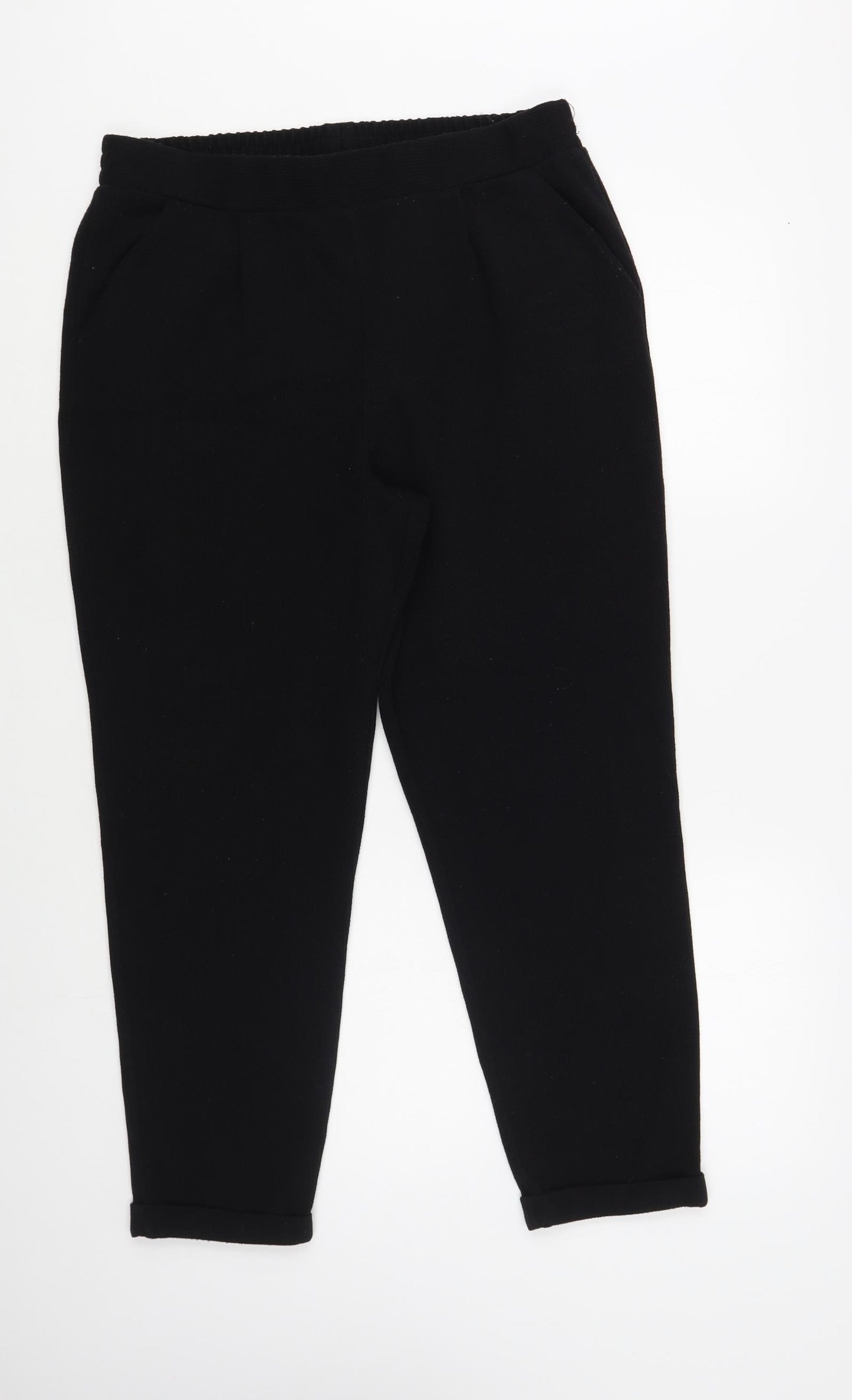Papaya Womens Black Polyester Jogger Trousers Size 14 L26 in Regular