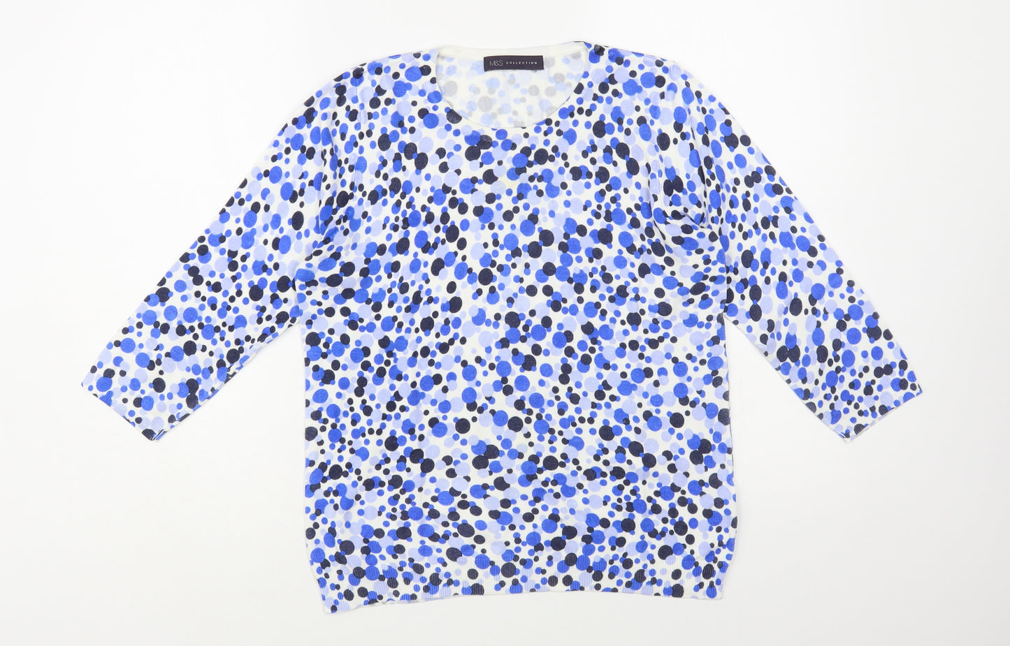 Marks and Spencer Womens Multicoloured Round Neck Geometric Viscose Pullover Jumper Size 12