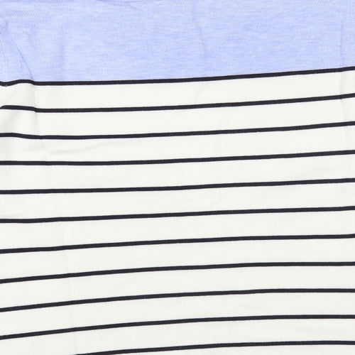 CC Womens White Boat Neck Striped Viscose Pullover Jumper Size M