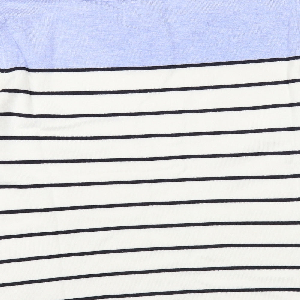 CC Womens White Boat Neck Striped Viscose Pullover Jumper Size M
